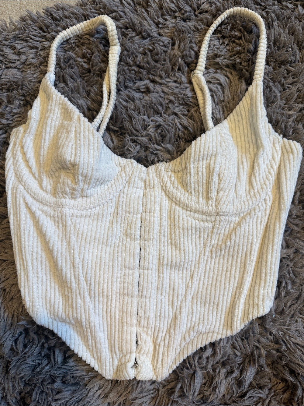 White Fox Boutique Cream Ribbed Bustier Tank